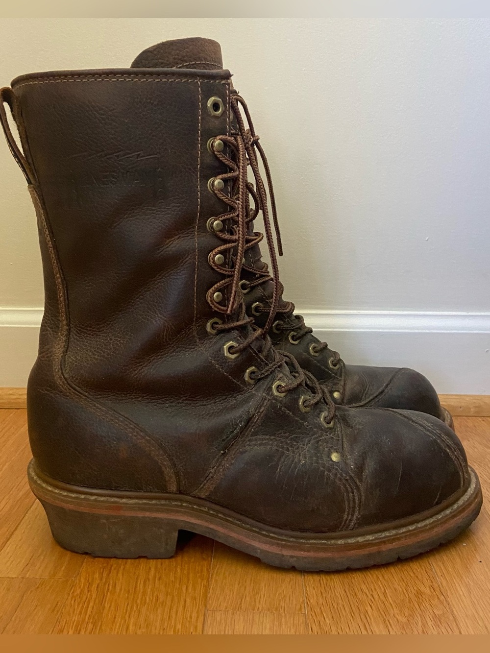 Carolina Linesman Men's 10" Leather Comp Toe Work Boots Brown Size 10 EE Utility